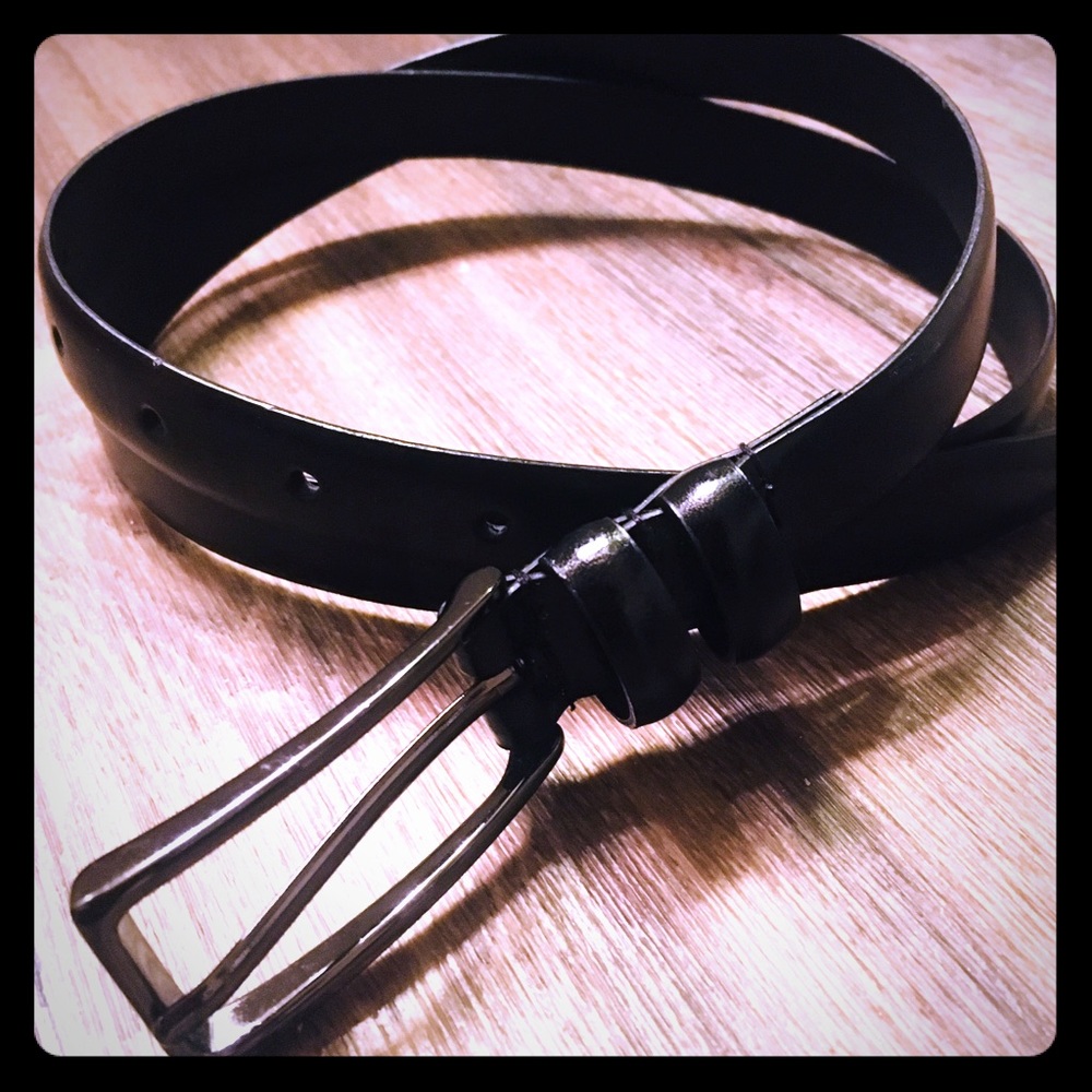 JONES NEW YORK | Black Leather Rectangle Belt